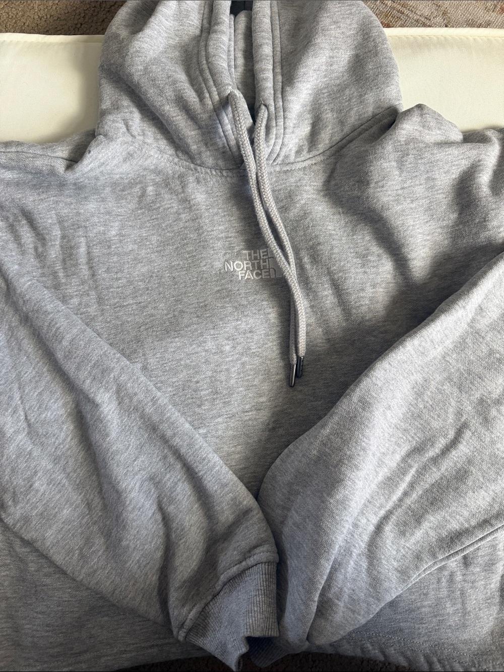 North Face Hoodie Womens Small Gray Cropped Pullover Sweatshirt Sweater